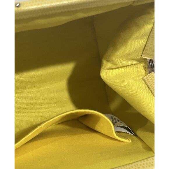 Banana Republic Purse 100% Cow Leather Yellow Satchel Handbag Vintage - Picture 6 of 8